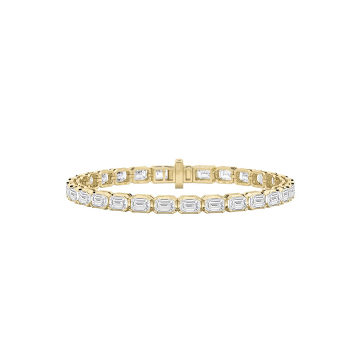 12Cttw Emerald Shaped Lab Grown Diamond (F/VS) Tennis Bracelet in 14K Gold