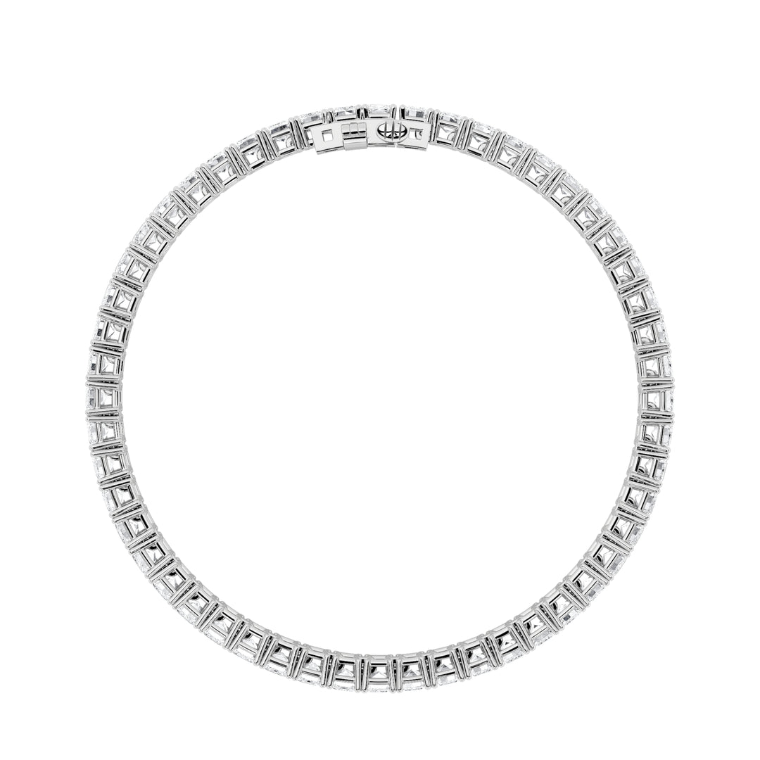 10Cttw Emerald Shaped Lab Grown Diamond (F/VS) East West Line Bracelet in 14K Gold