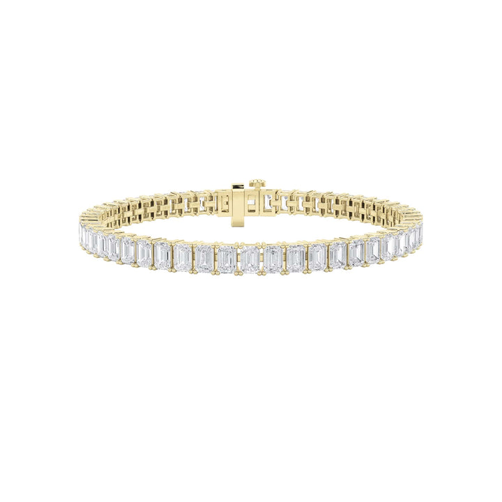 10Cttw Emerald Shaped Lab Grown Diamond (F/VS) East West Line Bracelet in 14K Gold