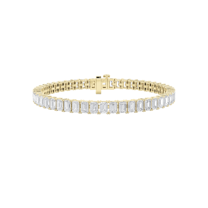 10Cttw Emerald Shaped Lab Grown Diamond (F/VS) East West Line Bracelet in 14K Gold
