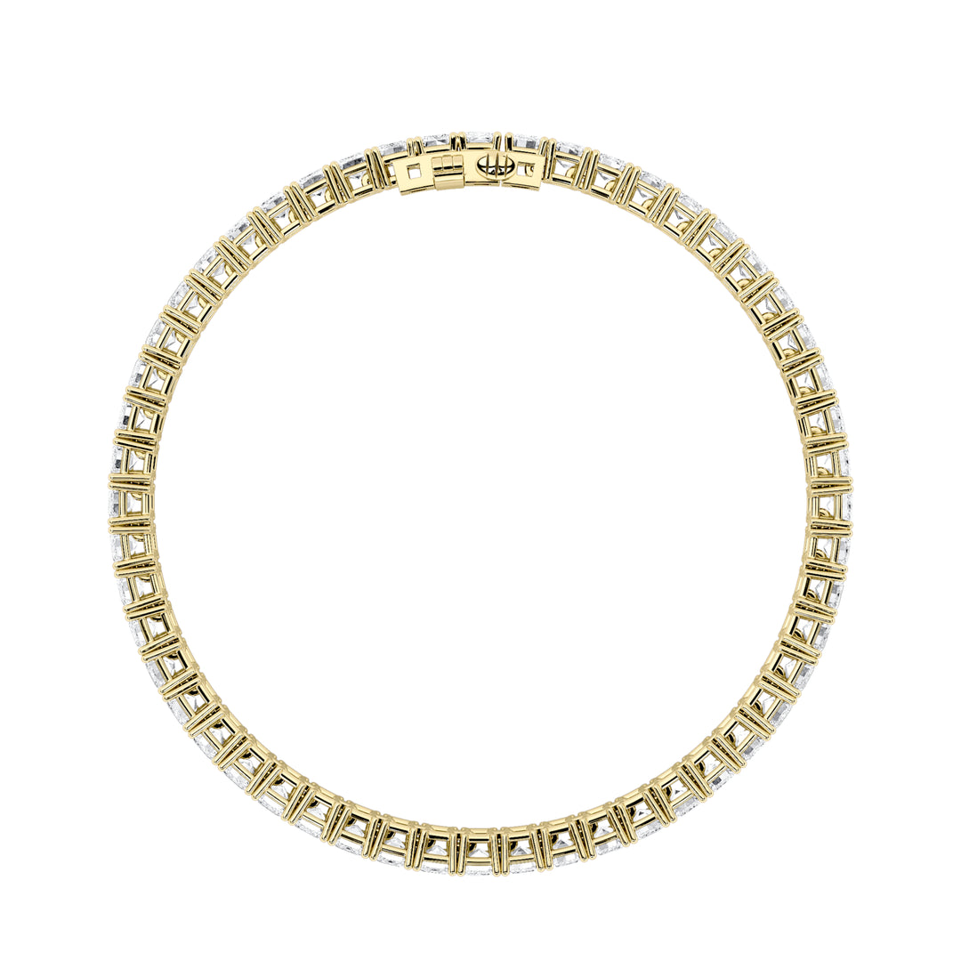 10Cttw Emerald Shaped Lab Grown Diamond (F/VS) East West Line Bracelet in 14K Gold