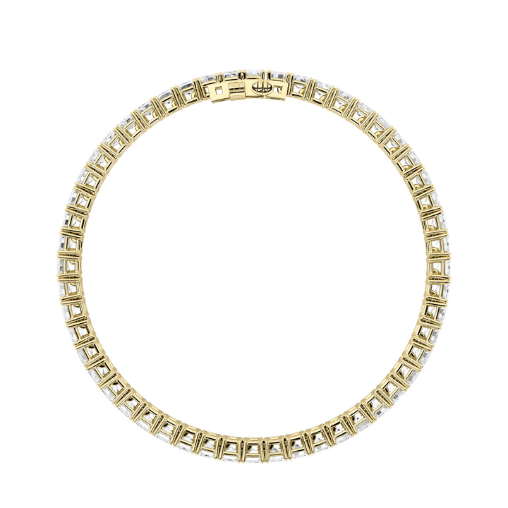 10Cttw Emerald Shaped Lab Grown Diamond (F/VS) East West Line Bracelet in 14K Gold