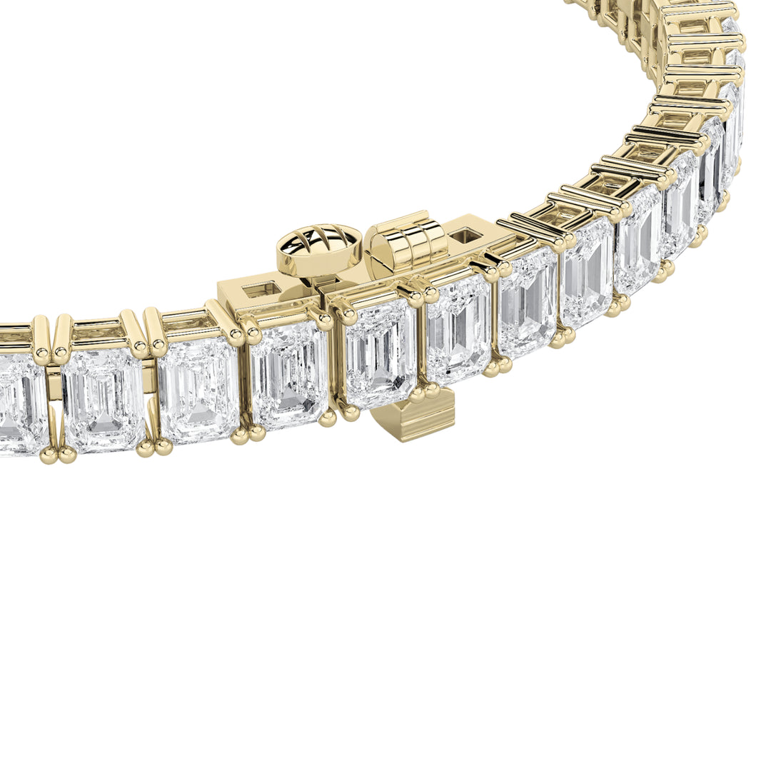10Cttw Emerald Shaped Lab Grown Diamond (F/VS) East West Line Bracelet in 14K Gold