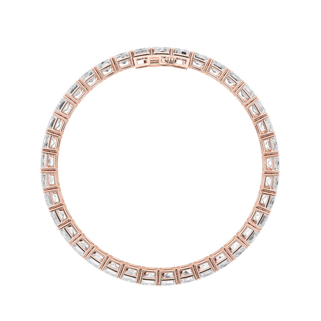 21.5Cttw Emerald Shaped Lab Grown Diamond (F/VS) East West Line Bracelet in 14K Gold