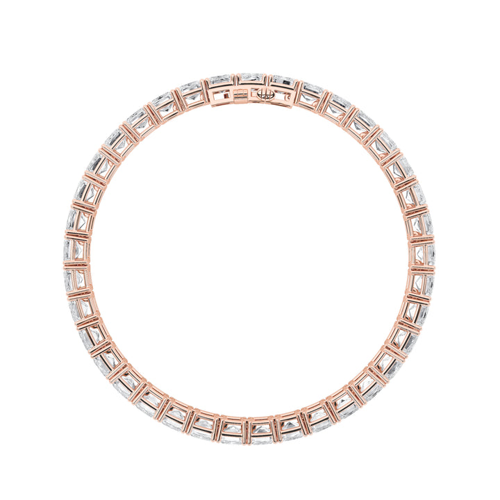 21.5Cttw Emerald Shaped Lab Grown Diamond (F/VS) East West Line Bracelet in 14K Gold