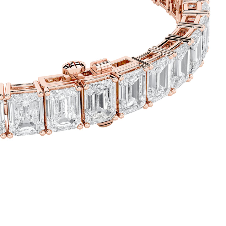 21.5Cttw Emerald Shaped Lab Grown Diamond (F/VS) East West Line Bracelet in 14K Gold