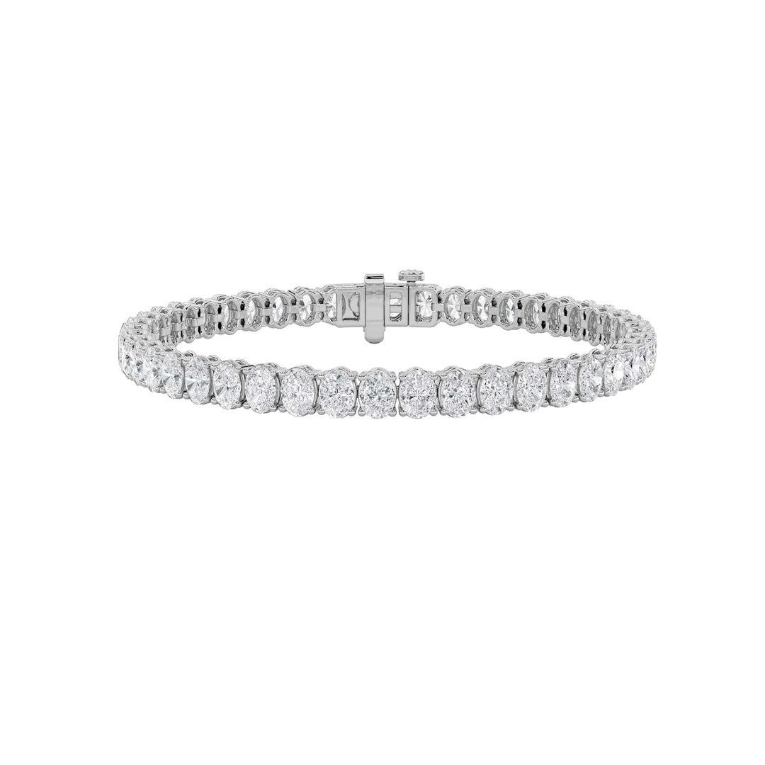 12.5Cttw Oval Shaped Lab Grown Diamond (F/VS) East West Line Bracelet in 14K Gold