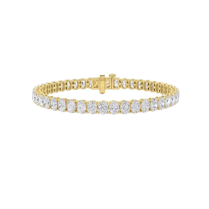 12.5Cttw Oval Shaped Lab Grown Diamond (F/VS) East West Line Bracelet in 14K Gold