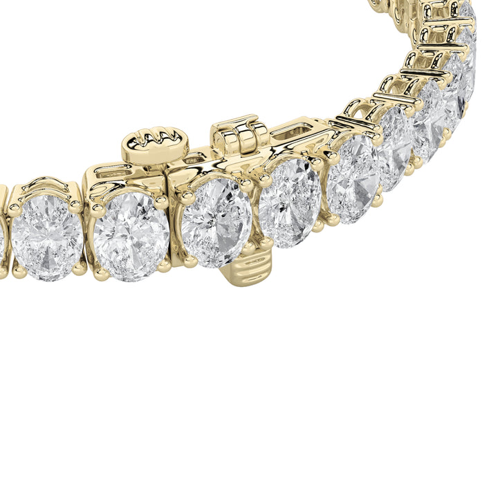 15Cttw Oval Shaped Lab Grown Diamond (F/VS) Line Bracelet in 14K Yellow Gold