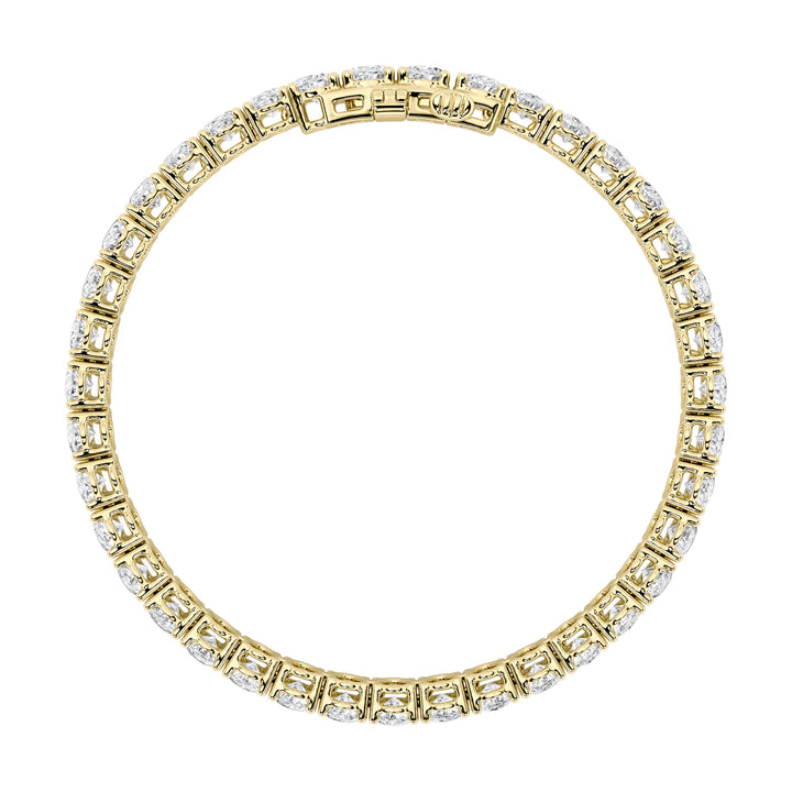 15Cttw Oval Shaped Lab Grown Diamond (F/VS) Line Bracelet in 14K Yellow Gold