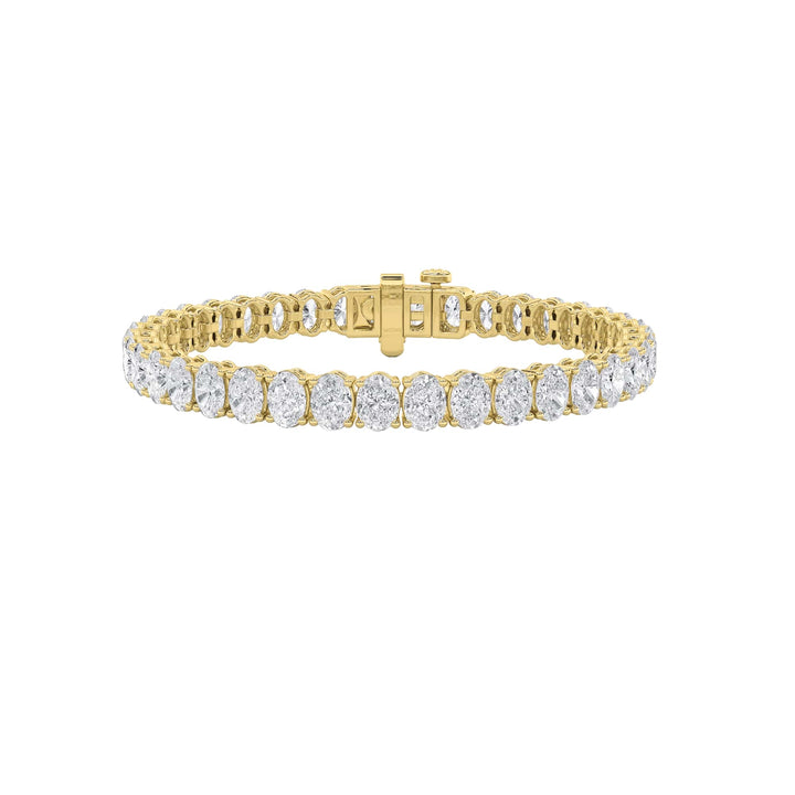 15Cttw Oval Shaped Lab Grown Diamond (F/VS) East West Line Bracelet in 14K Gold