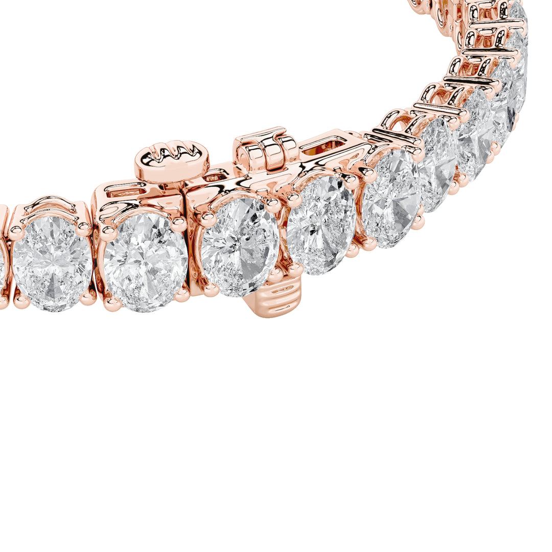 15Cttw Oval Shaped Lab Grown Diamond (F/VS) East West Line Bracelet in 14K Gold