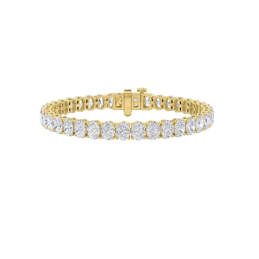 16.5Cttw Oval Shaped Lab Grown Diamond (F/VS) East West Line Bracelet in 14K Gold