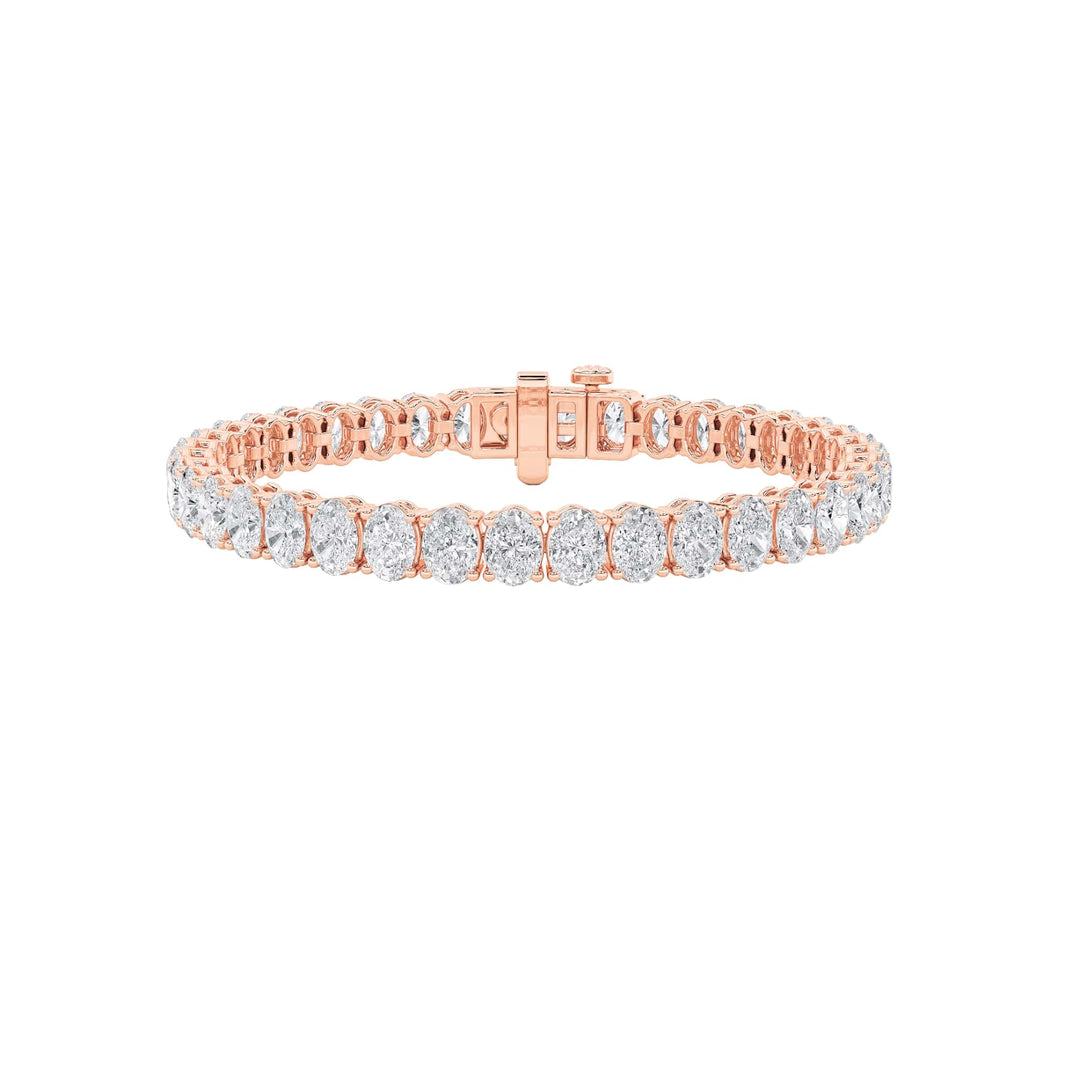 16.5Cttw Oval Shaped Lab Grown Diamond (F/VS) East West Line Bracelet in 14K Gold