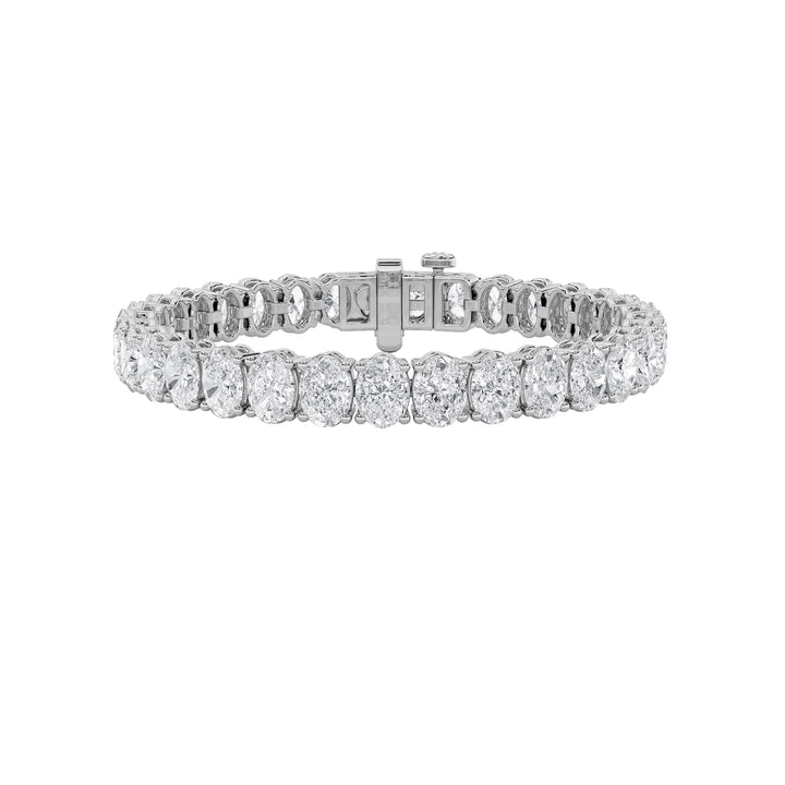 24Cttw Oval Shaped Lab Grown Diamond (F/VS) East West Line Bracelet in 14K Gold