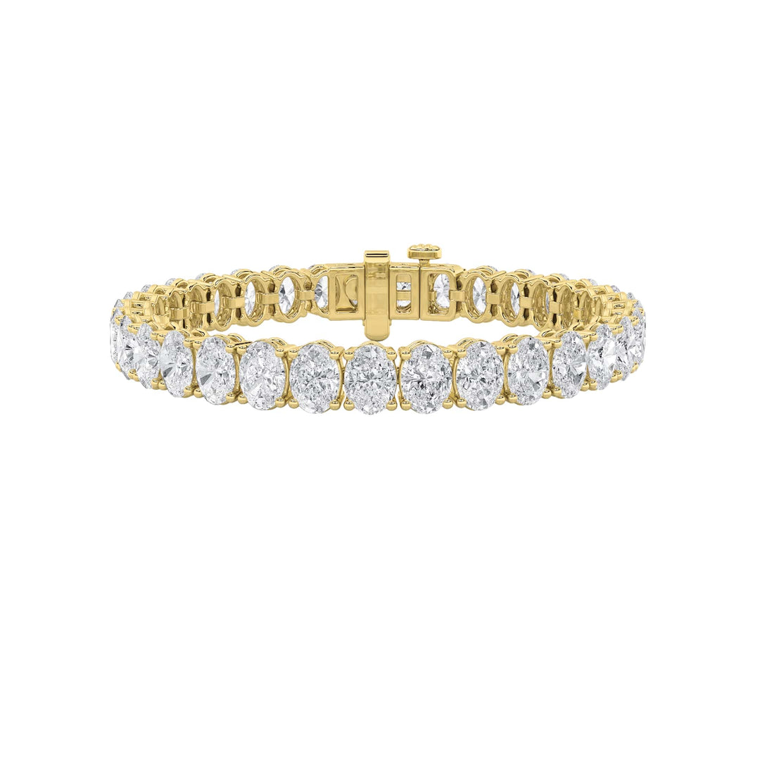 24Cttw Oval Shaped Lab Grown Diamond (F/VS) East West Line Bracelet in 14K Gold