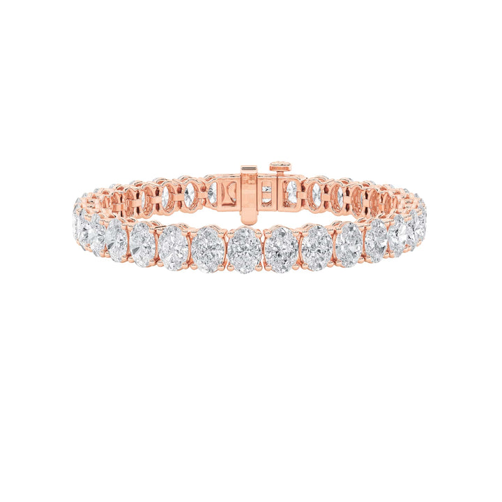 24Cttw Oval Shaped Lab Grown Diamond (F/VS) East West Line Bracelet in 14K Gold