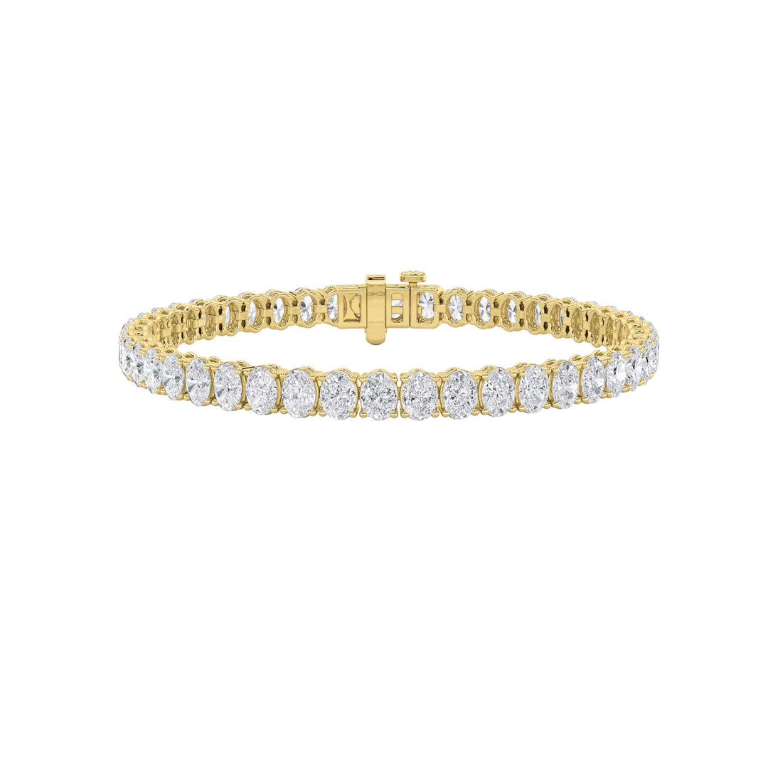 9Cttw Oval Shaped Lab Grown Diamond (F/VS) East West Line Bracelet in 14K Gold