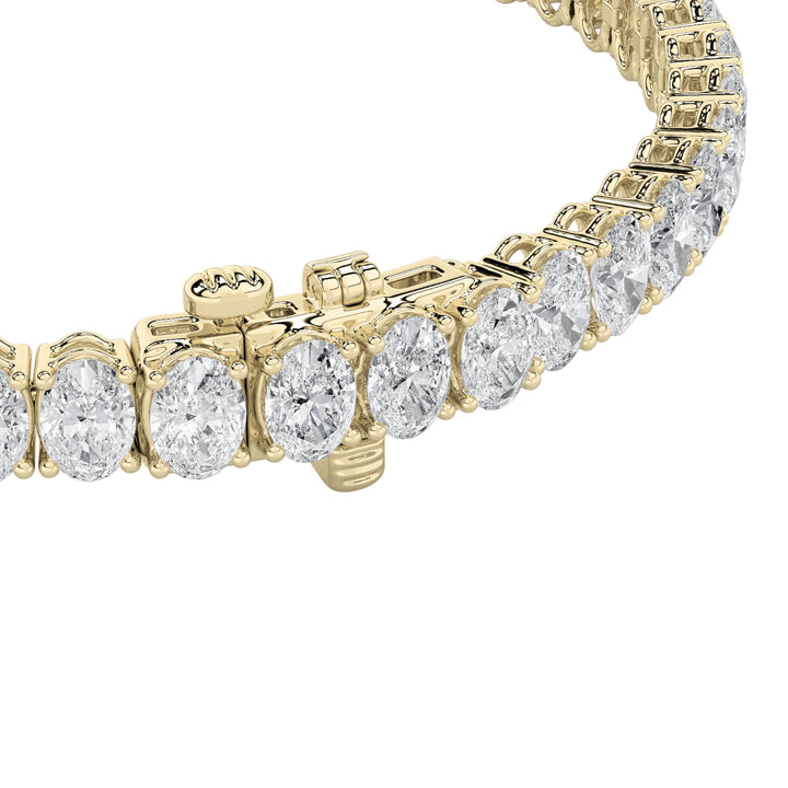 9Cttw Oval Shaped Lab Grown Diamond (F/VS) East West Line Bracelet in 14K Gold