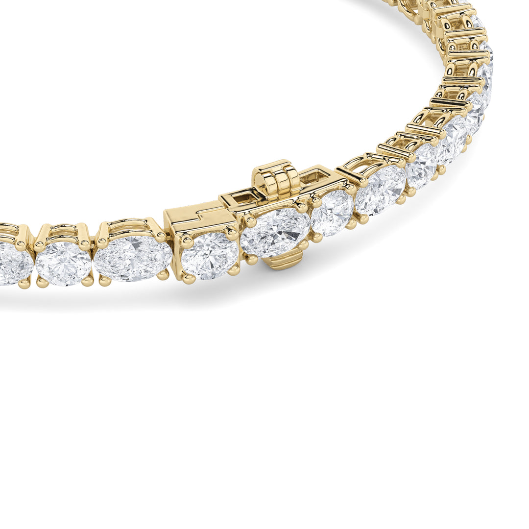 7Cttw Oval Shaped Lab Grown Diamond (F/VS) East West Bracelet in 14K Gold