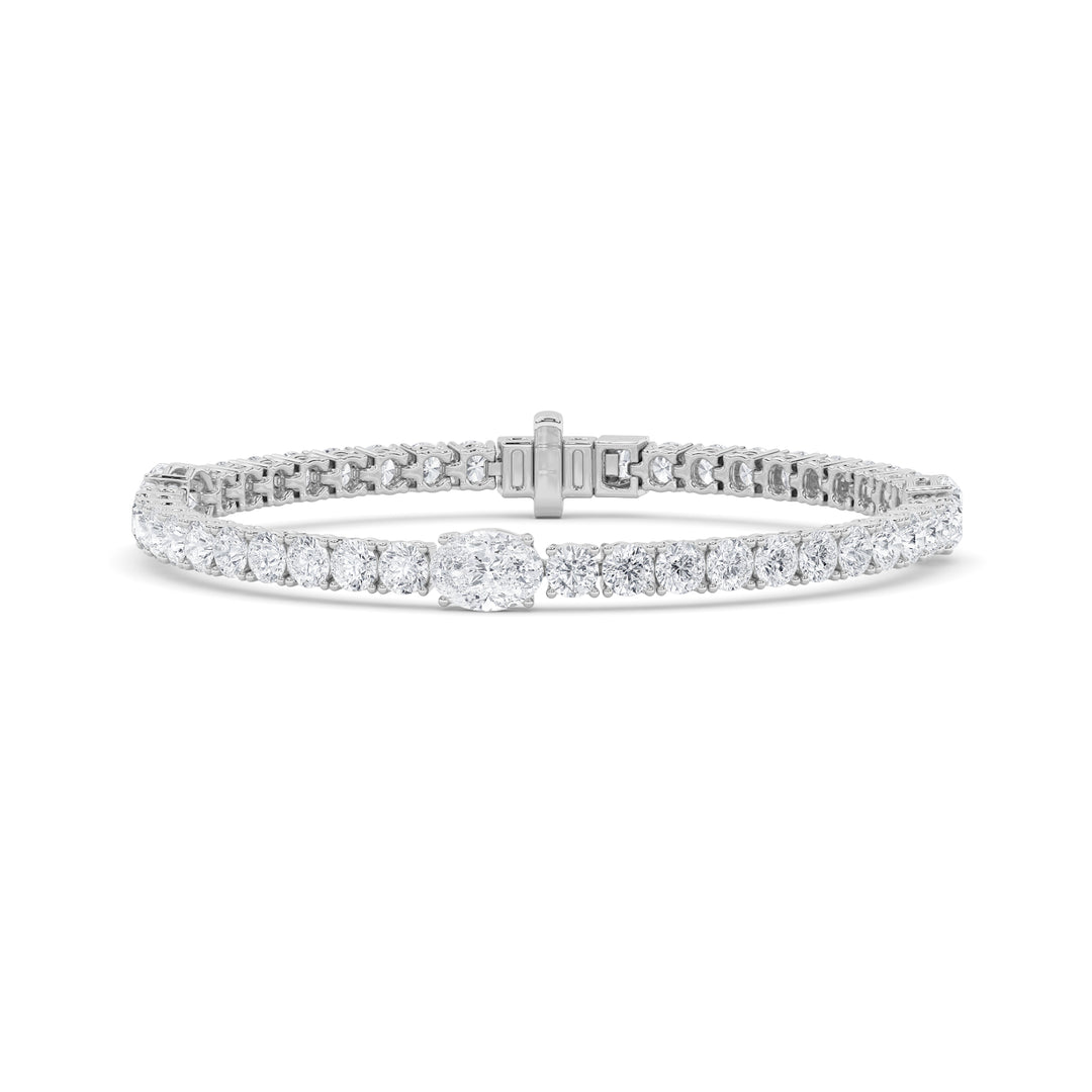 10Cttw Oval Shaped Lab Grown Diamond (F/VS) East West Station Bracelet in 14K Gold