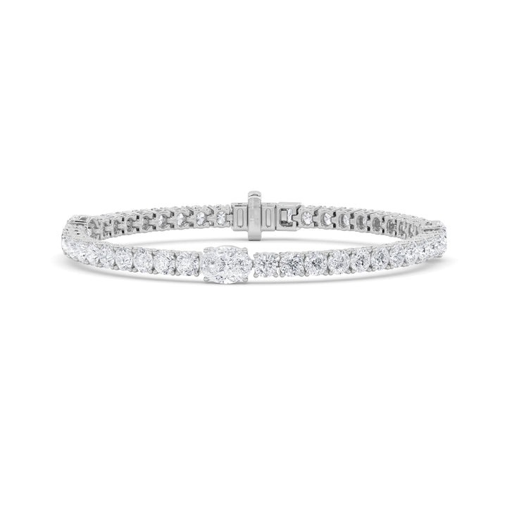 10Cttw Oval Shaped Lab Grown Diamond (F/VS) East West Station Bracelet in 14K Gold