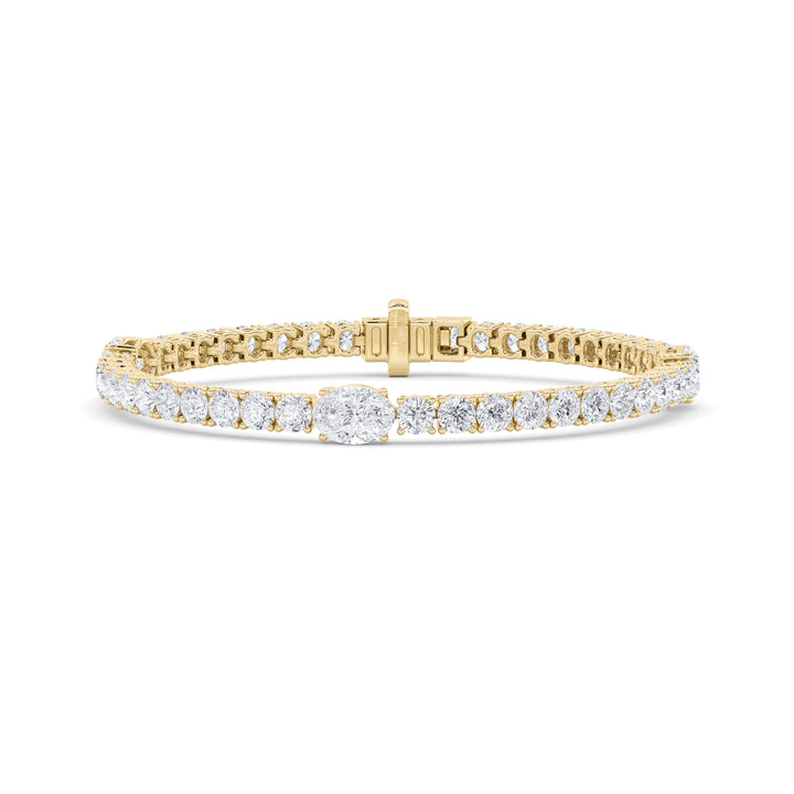10Cttw Oval Shaped Lab Grown Diamond (F/VS) East West Station Bracelet in 14K Gold