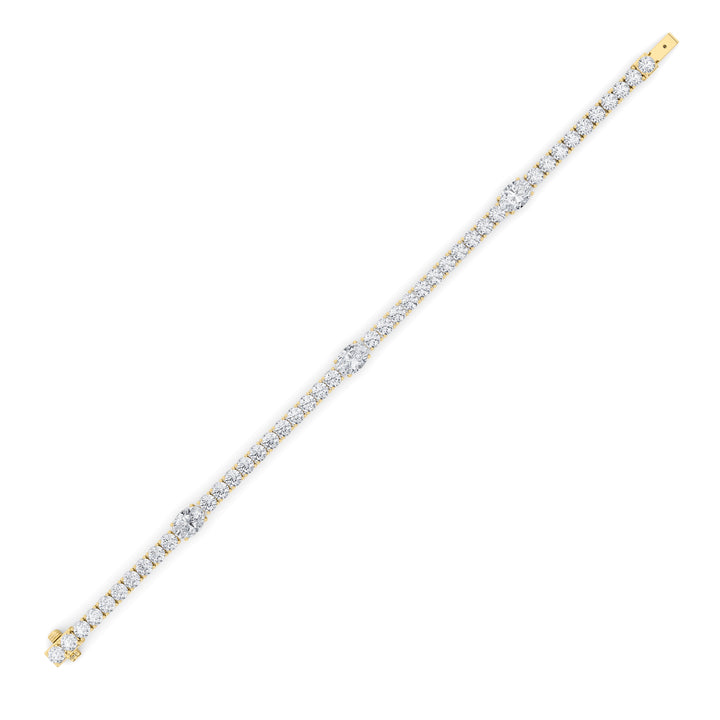 10Cttw Oval Shaped Lab Grown Diamond (F/VS) East West Station Bracelet in 14K Gold