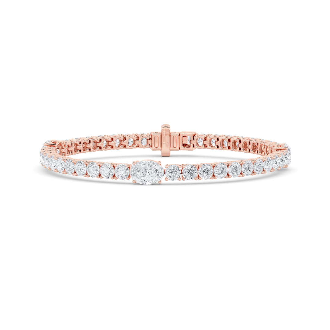 10Cttw Oval Shaped Lab Grown Diamond (F/VS) East West Station Bracelet in 14K Gold