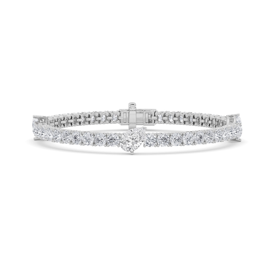 10Cttw Pear Shaped Lab Grown Diamond (F/VS) East West Station Bracelet in 14K Gold