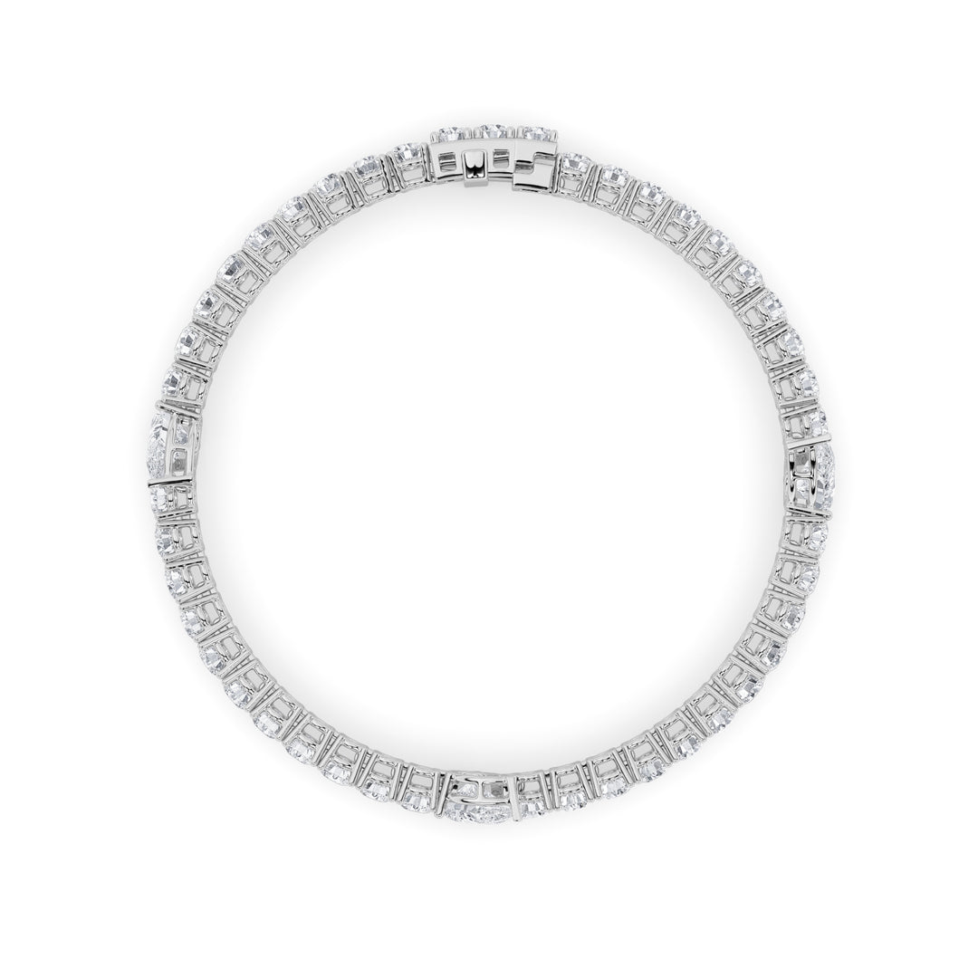 10Cttw Pear Shaped Lab Grown Diamond (F/VS) East West Station Bracelet in 14K Gold