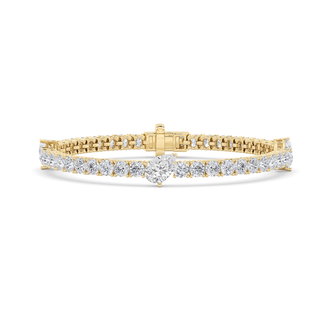 10Cttw Pear Shaped Lab Grown Diamond (F/VS) East West Station Bracelet in 14K Gold