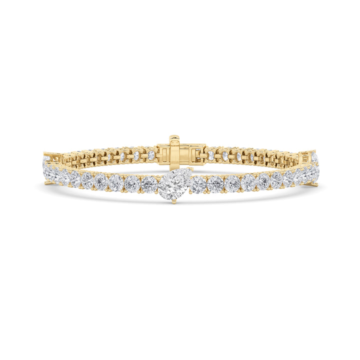 10Cttw Pear Shaped Lab Grown Diamond (F/VS) East West Station Bracelet in 14K Gold