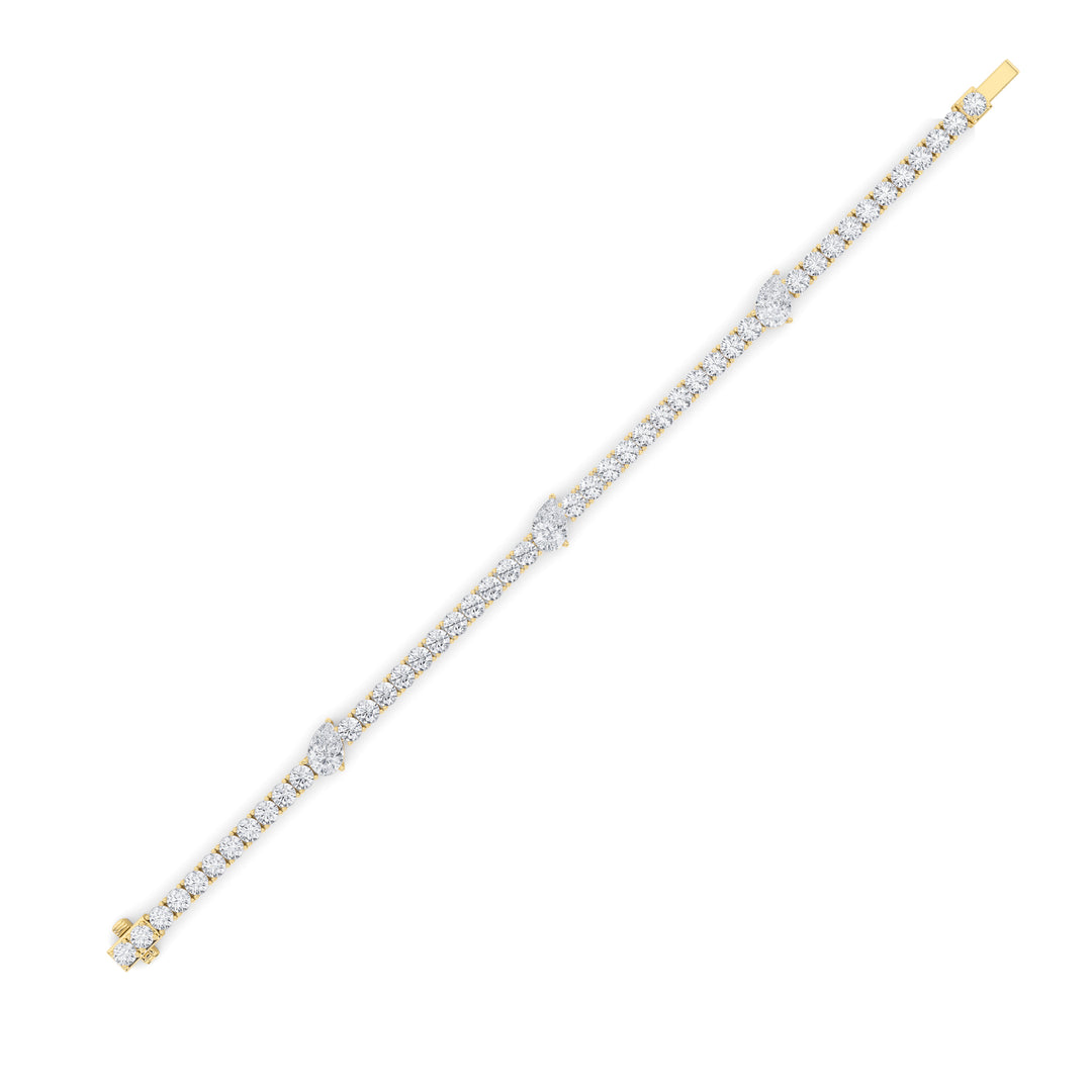10Cttw Pear Shaped Lab Grown Diamond (F/VS) East West Station Bracelet in 14K Gold