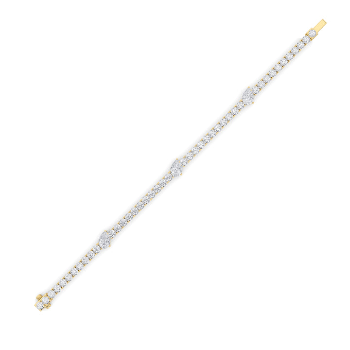 10Cttw Pear Shaped Lab Grown Diamond (F/VS) East West Station Bracelet in 14K Gold