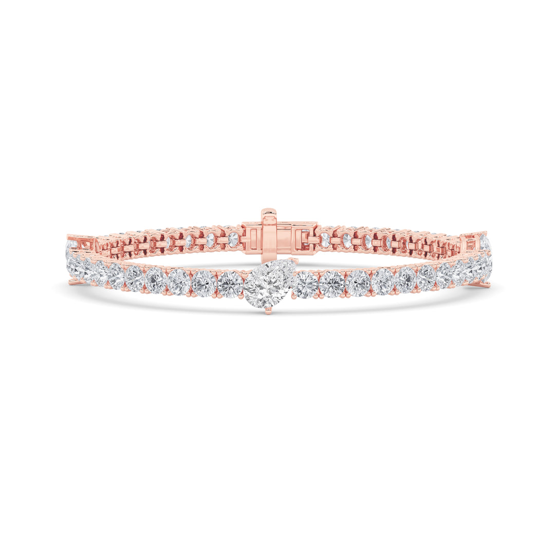 10Cttw Pear Shaped Lab Grown Diamond (F/VS) East West Station Bracelet in 14K Gold