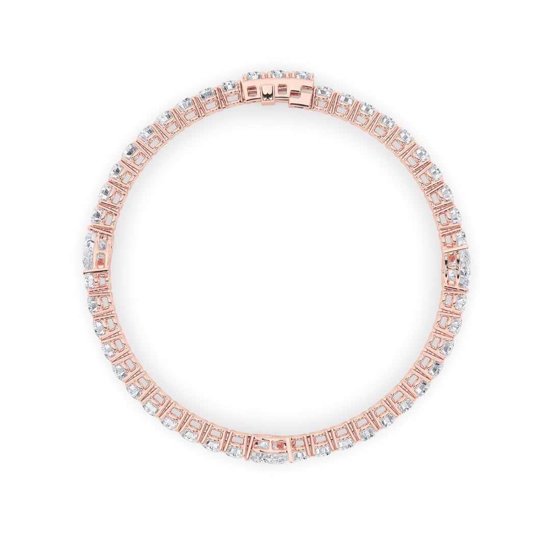 10Cttw Pear Shaped Lab Grown Diamond (F/VS) East West Station Bracelet in 14K Gold