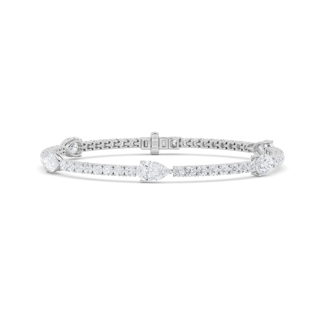 6Cttw Pear Shaped Lab Grown Diamond (F/VS) East West Station Bracelet in 14K Gold