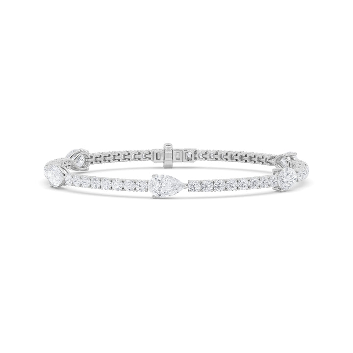 6Cttw Pear Shaped Lab Grown Diamond (F/VS) East West Station Bracelet in 14K Gold
