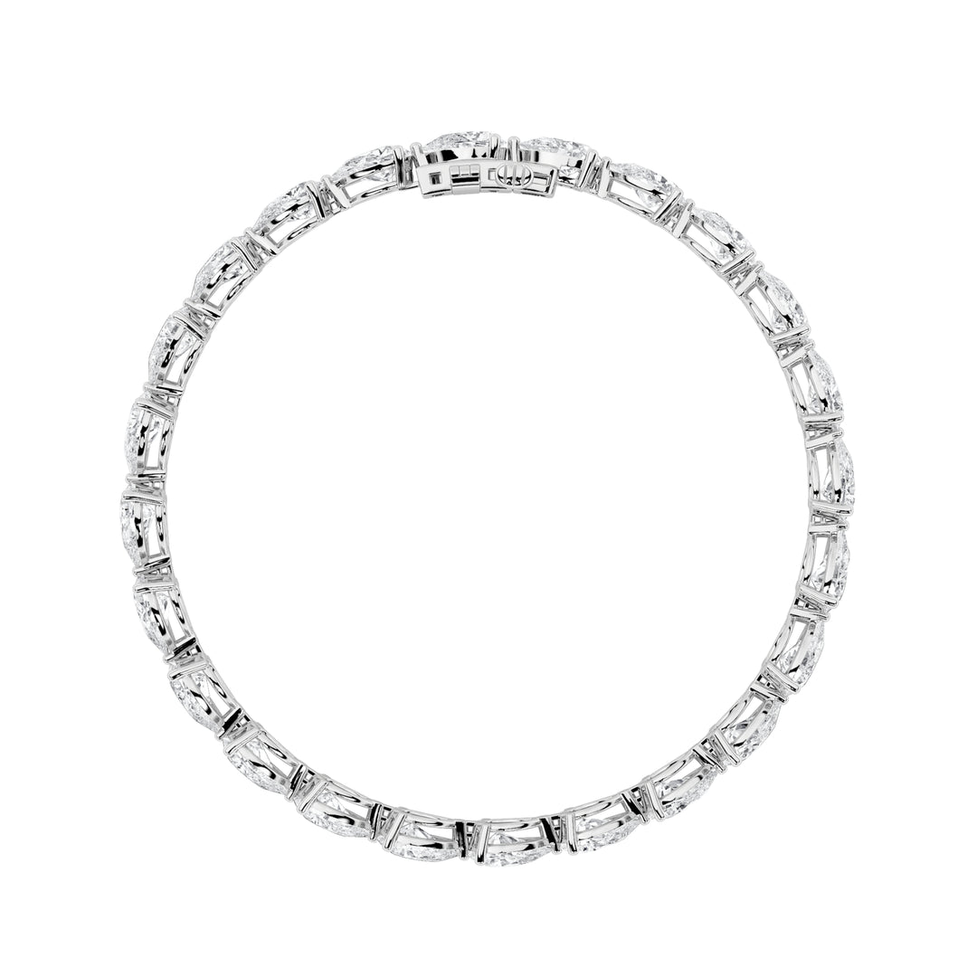 10Cttw Pear Shaped Lab Grown Diamond (F/VS) Fancy Line Bracelet in 14K Gold