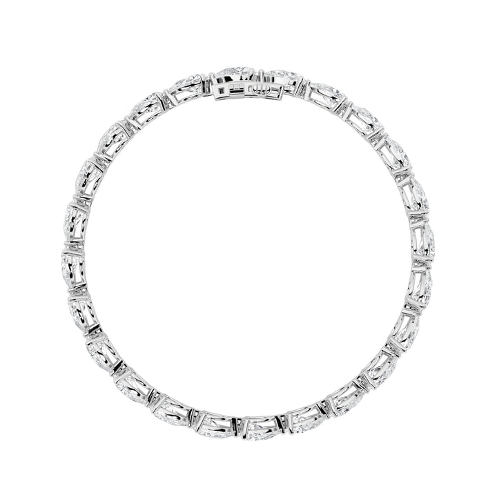 10Cttw Pear Shaped Lab Grown Diamond (F/VS) Fancy Line Bracelet in 14K Gold