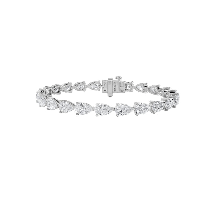 10Cttw Pear Shaped Lab Grown Diamond (F/VS) Fancy Line Bracelet in 14K Gold