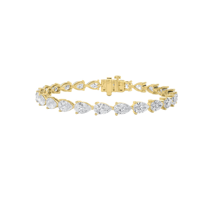 10Cttw Pear Shaped Lab Grown Diamond (F/VS) Fancy Line Bracelet in 14K Gold