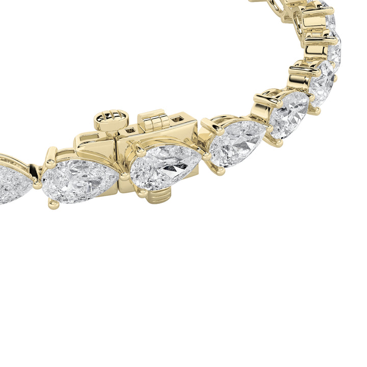 10Cttw Pear Shaped Lab Grown Diamond (F/VS) Fancy Line Bracelet in 14K Gold
