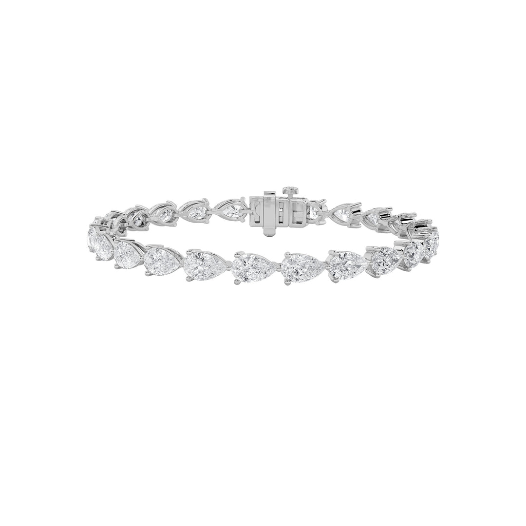12Cttw Pear Shaped Lab Grown Diamond (F/VS) Fancy Line Bracelet in 14K Gold