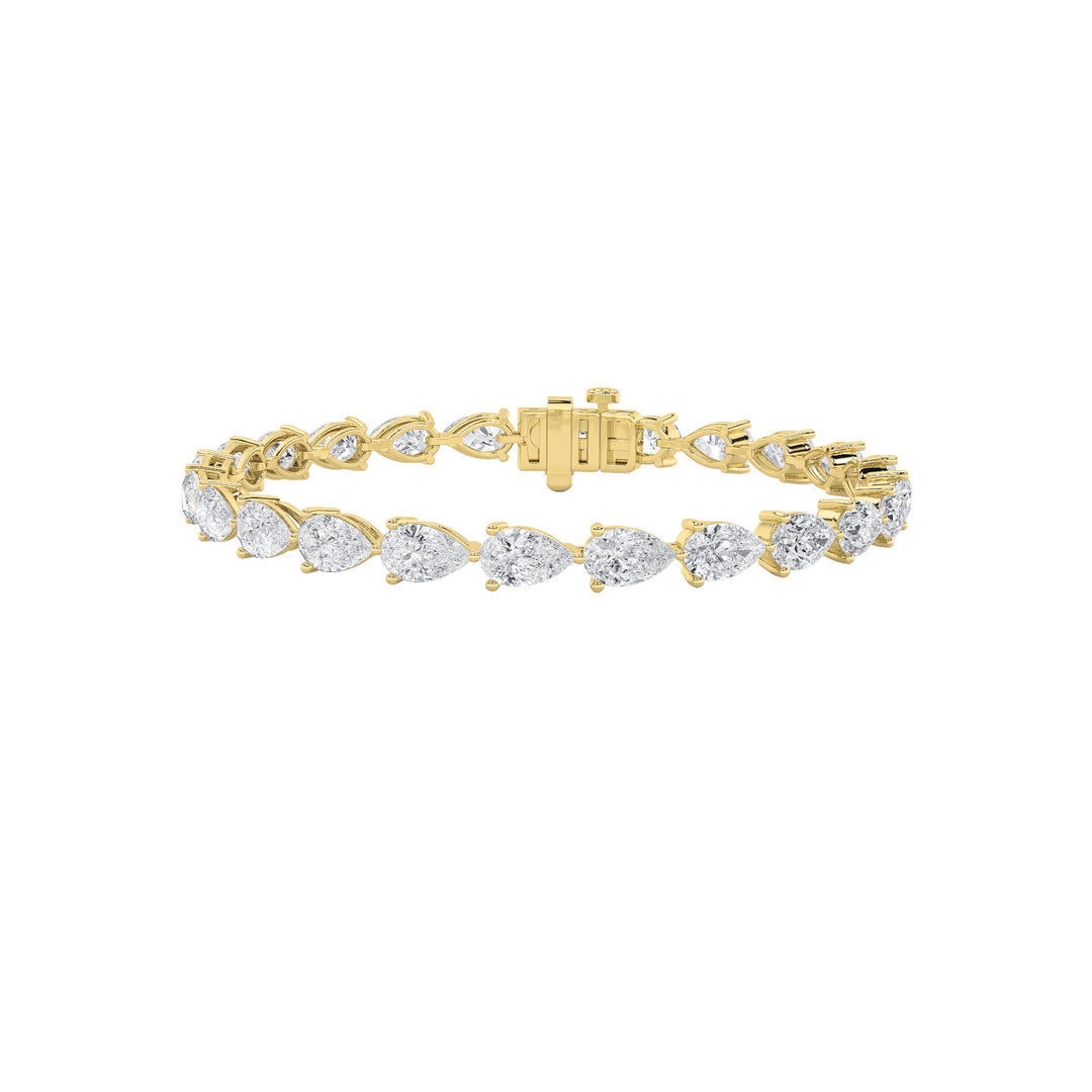 12Cttw Pear Shaped Lab Grown Diamond (F/VS) Fancy Line Bracelet in 14K Gold