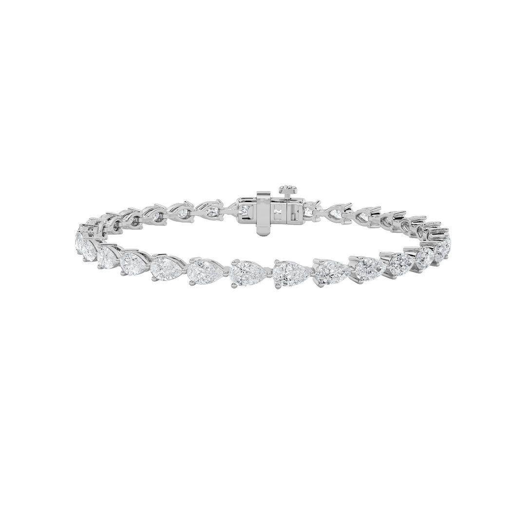 6Cttw Pear Shaped Lab Grown Diamond (F/VS) Fancy Line Bracelet in 14K Gold