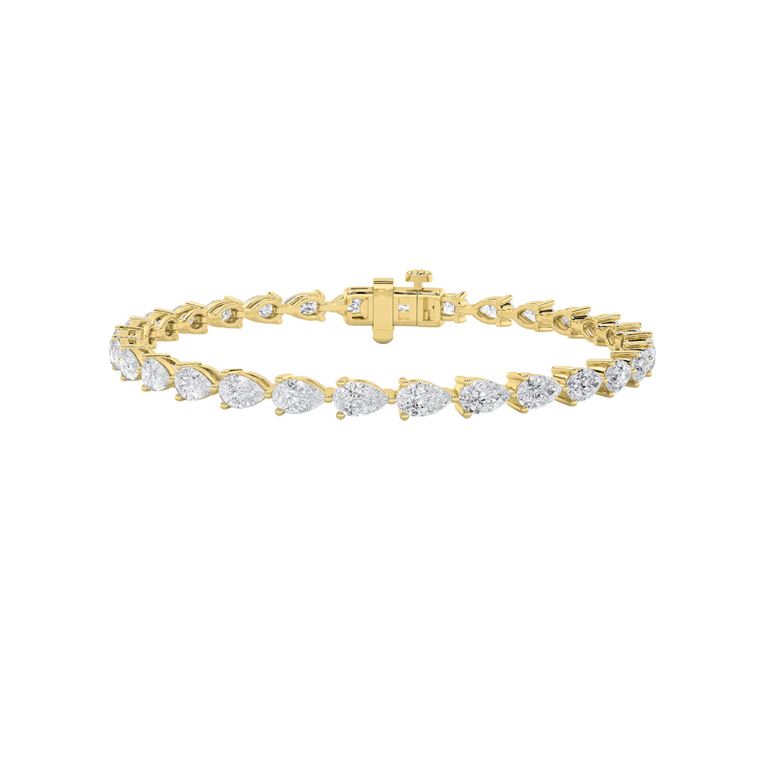 6Cttw Pear Shaped Lab Grown Diamond (F/VS) Fancy Line Bracelet in 14K Gold