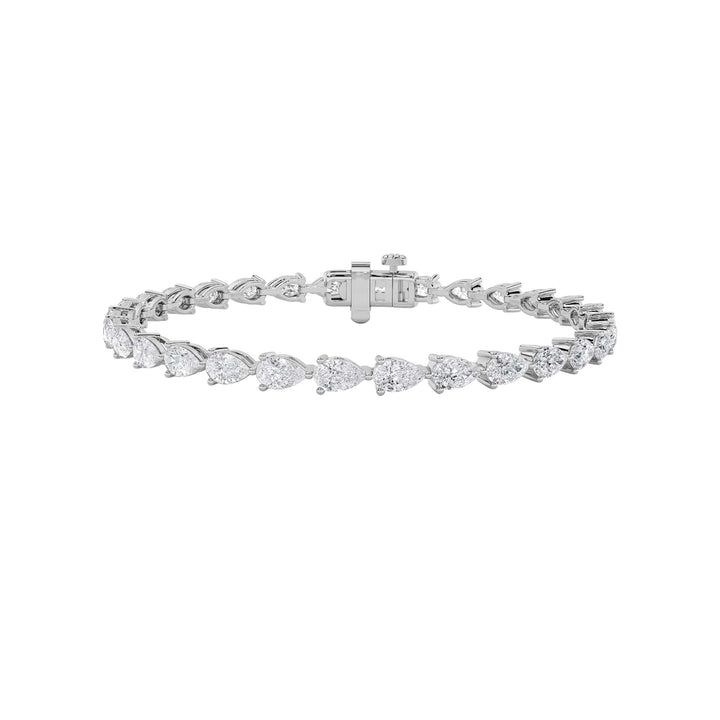 7Cttw Pear Shaped Lab Grown Diamond (F/VS) Fancy Line Bracelet in 14K Gold