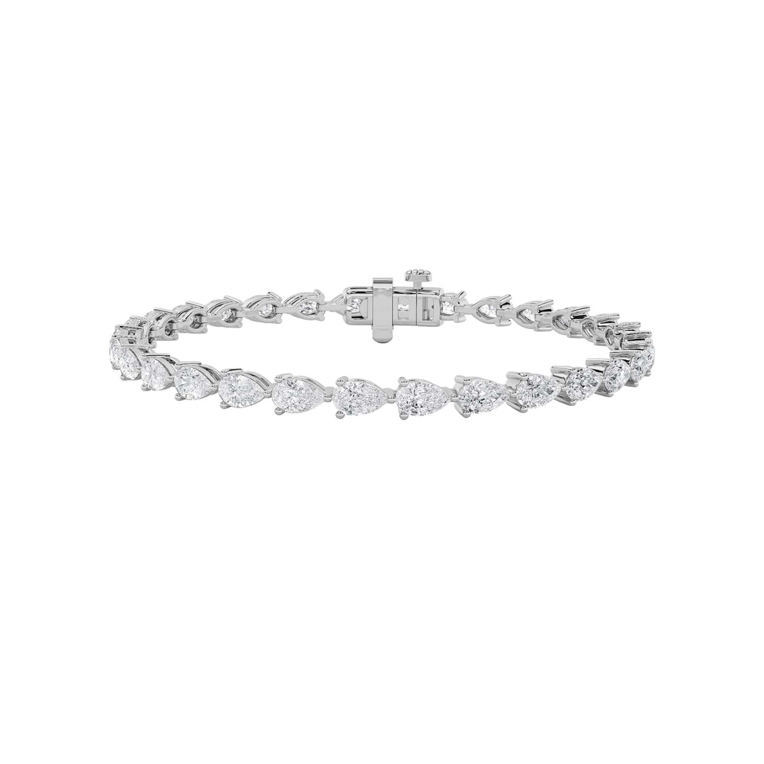 7Cttw Pear Shaped Lab Grown Diamond (F/VS) Fancy Line Bracelet in 14K Gold